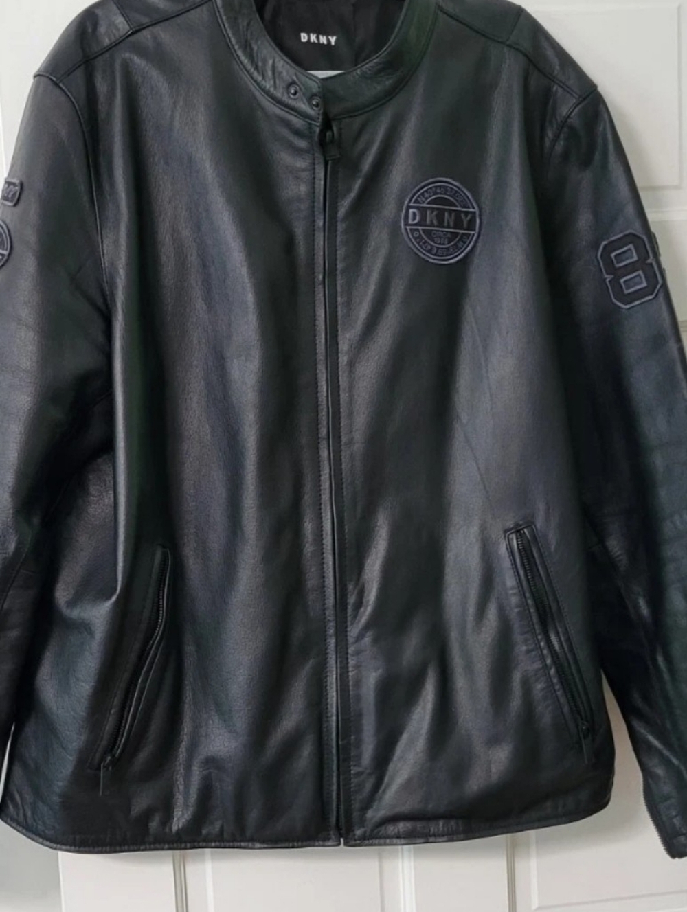 DKNY Black 100% Leather Man's Coat